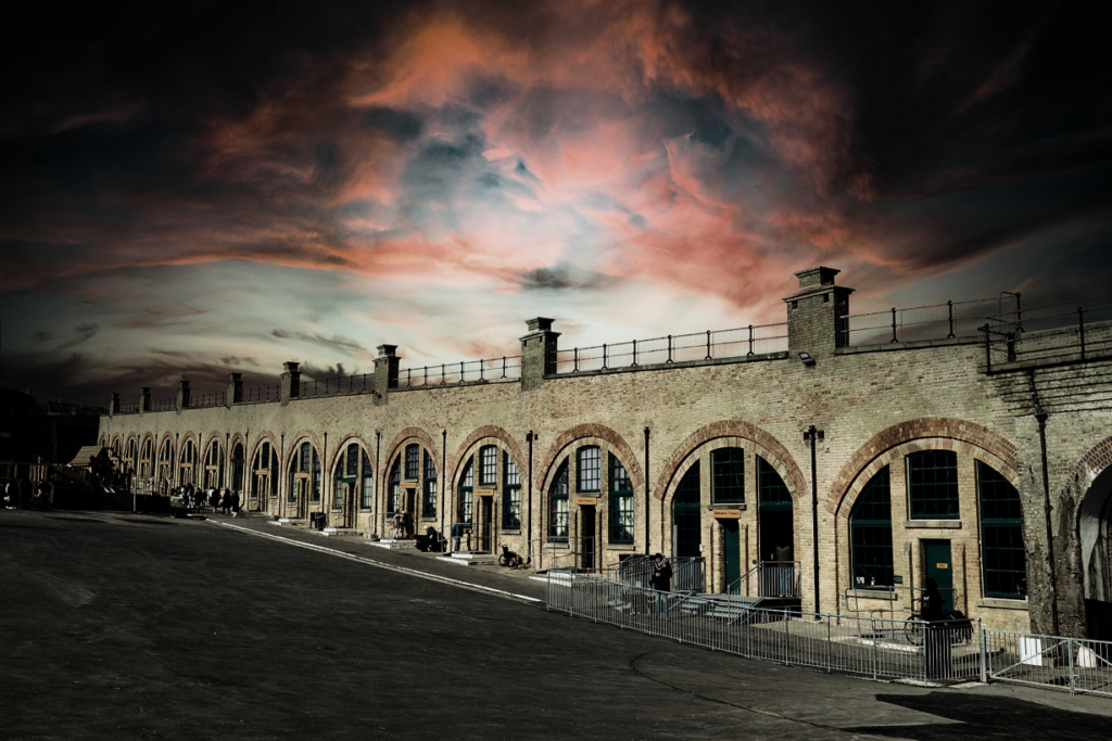 Photo shows Newhaven Fort under a dark stormy sky